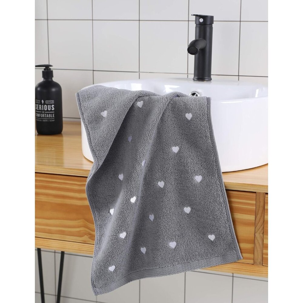 Valentine Hand Towels for BathroomLight Gray,2-Pack, 13" x 30",Decorative Towels